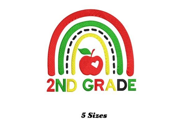 Charming 2nd Grade Rainbow: A Whimsical Embroidery Design for Every Fabric