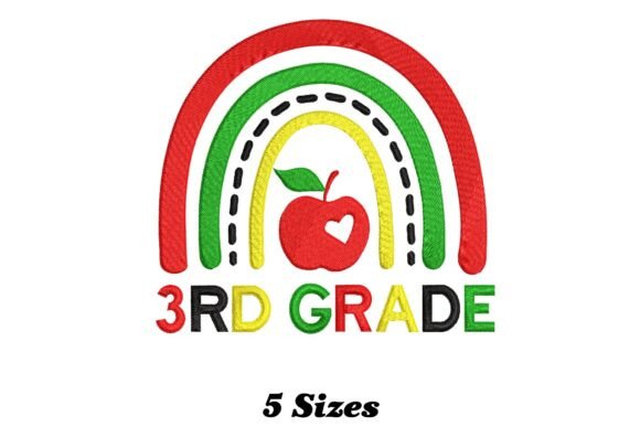 Charming 3rd Grade Rainbow: A Whimsical Embroidery Design for Every Fabric