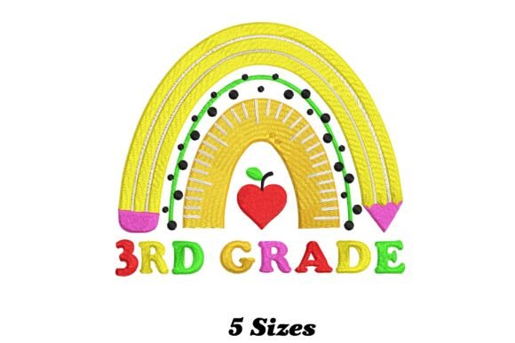 Delightful 3rd Grade Rainbow Embroidery Design