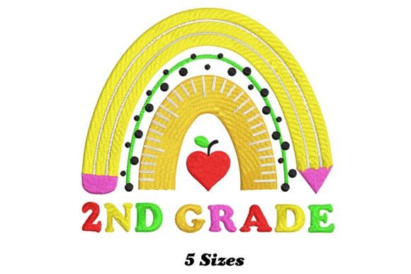 Enchanting 2nd Grade Rainbow: A Whimsical Embroidery Design for Every Creator