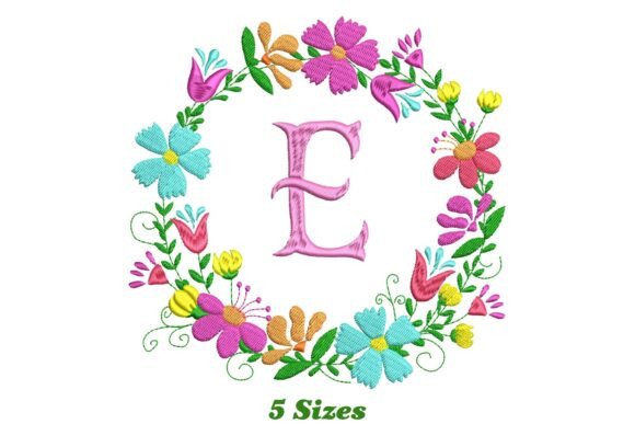 Flower Alphabet Letter E: A Whimsical Embroidery Design
