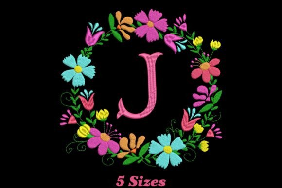 Flower Alphabet Letter J: Elevating Textile Design with Whimsical Embroidery