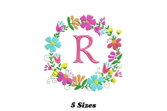 Flower Alphabet Letter R: A Charming Embroidery Design