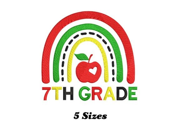 Lovely 7th Grade Rainbow: A Whimsical Embroidery Design for Every Fabric