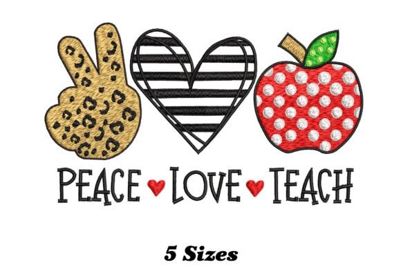 Peace Love Teach: A Whimsical Embroidery Design